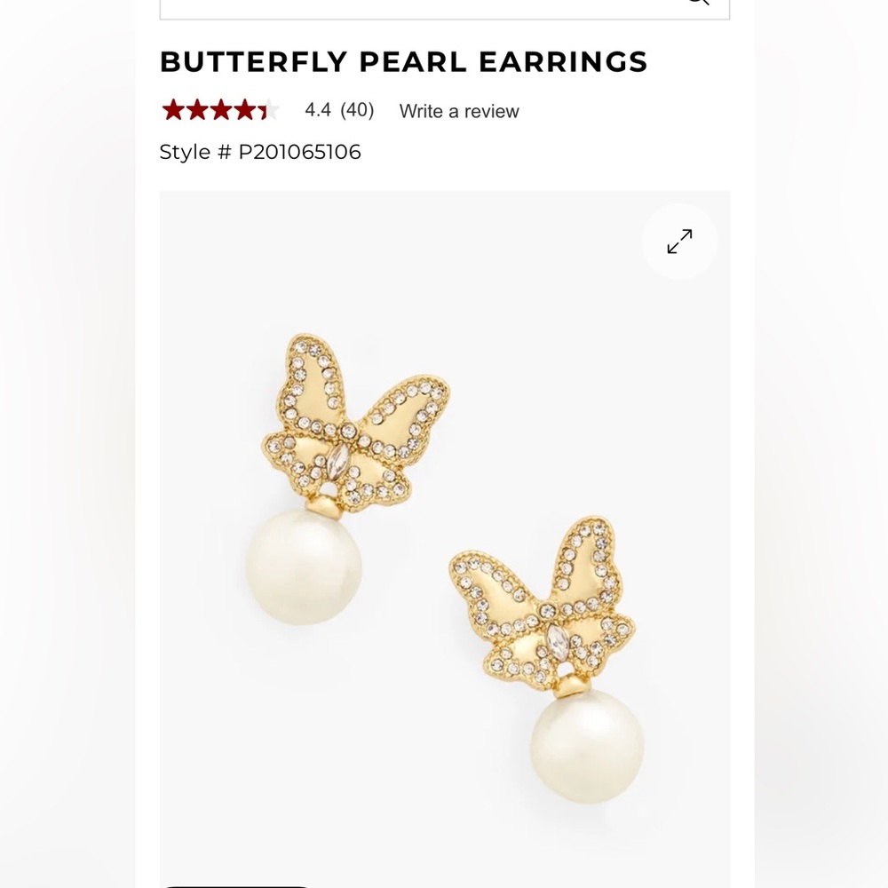 Talbots Butterfly Pearl Earrings NWT